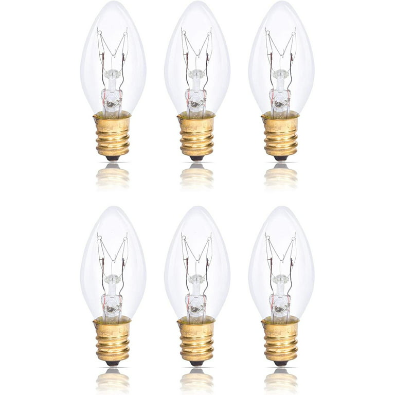 Simba Lighting C7 15W Replacement Bulb Clear Candle Shape 120V, E12 Candelabra Base, 2700K, 6-Pack | Cheetah Trading Post