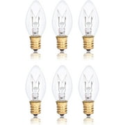 Simba Lighting C7 7W Replacement Bulb Clear Candle Shape 120V, E12 Candelabra Base, 2700K, 6-Pack