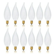Simba Lighting Candelabra Flame Tip Frosted CA10 25W E12 Base Light Bulbs 120V Warm White 2700K, 12 Pack
