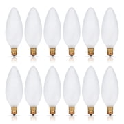 Simba Lighting Candelabra Torpedo Frosted B10 CTC 25W E12 Base Light Bulbs 120V Warm White 2700K, 12 Pack