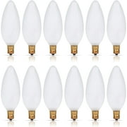 Simba Lighting Candelabra Torpedo Frosted B10 CTC 40W E12 Base Light Bulbs 120V Warm White 2700K, 12 Pack