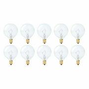 Simba Lighting Decorative Globe G16.5 Round Bulb 25W E12 Candelabra Base Clear Glass, 10 Pack