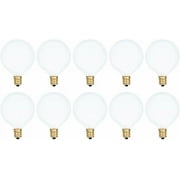 Simba Lighting Decorative Globe G16.5 Round Bulb 25W E12 Candelabra Base Frosted Glass, 10 Pack