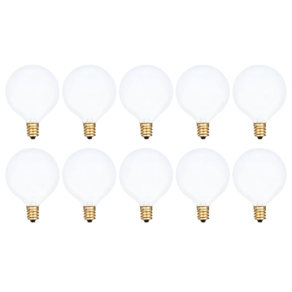 Simba Lighting Decorative Globe G16.5 Round Bulb 40W E12 Candelabra Base Frosted Glass, 10 Pack