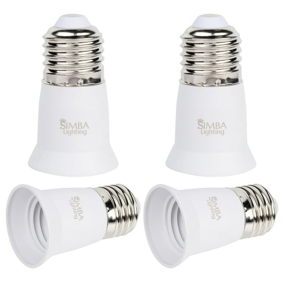 Simba Lighting E26 Light Bulb Socket Extender 3cm / 1.2in Adapter White, Medium Screw Base, 4-Pack