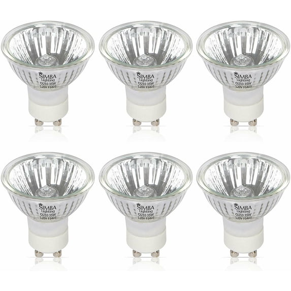 Simba Lighting Halogen GU10 120V 35W Bulbs MR16 Reflector with Cover Glass 6-Pack