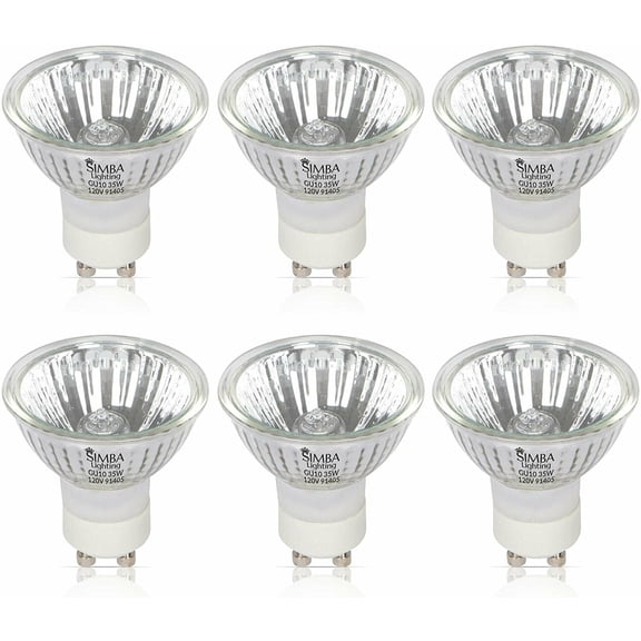 Simba Lighting Halogen GU10 120V 35W Bulbs MR16 Reflector with Cover Glass 6-Pack
