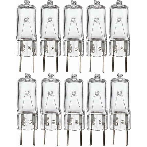Simba Lighting Halogen Light Bulb G8 T4 50W JCD Bi-Pin Longer 1.7" Length 120V, 2700K, 10-Pack