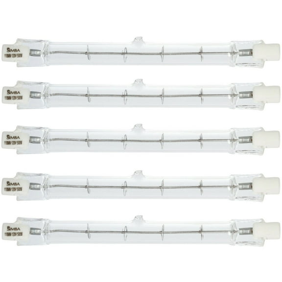 Simba Lighting Halogen R7s 118mm 120V 500W T3 J Type Double Ended Bulbs, 5-Pack