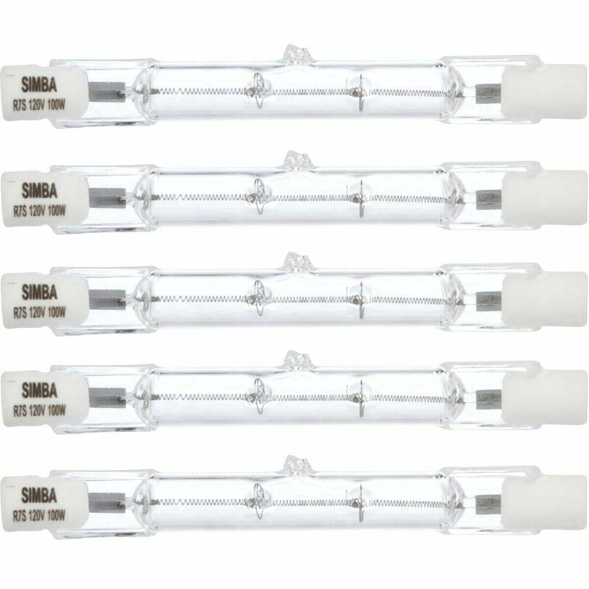 Simba Lighting Halogen R7s 78mm 120V 100W T3 J Type Double Ended Bulbs, 5-Pack