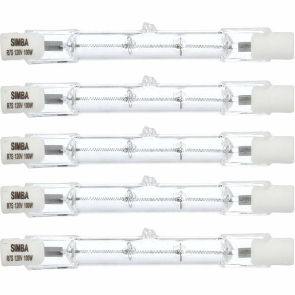 Simba Lighting Halogen R7s 78mm 120V 100W T3 J Type Double Ended Bulbs, 5-Pack