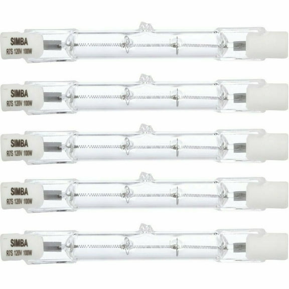 Simba Lighting Halogen R7s 78mm 120V 100W T3 J Type Double Ended Bulbs, 5-Pack