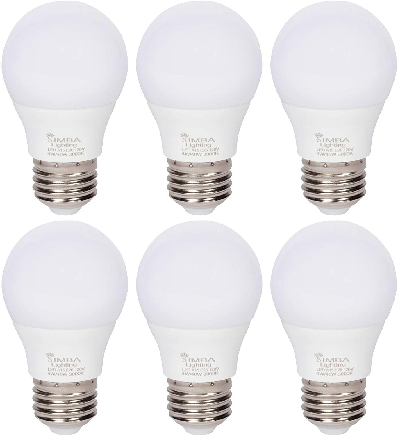 Simba Lighting LED A15 4W 40W Equivalent Small Bulbs 120V E26