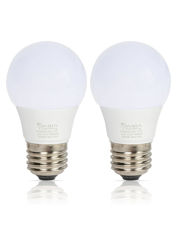 Simba Lighting LED A15 Refrigerator 5W 40W Equivalent Bulbs 120V E26 Base 5000K Daylight 2-Pack
