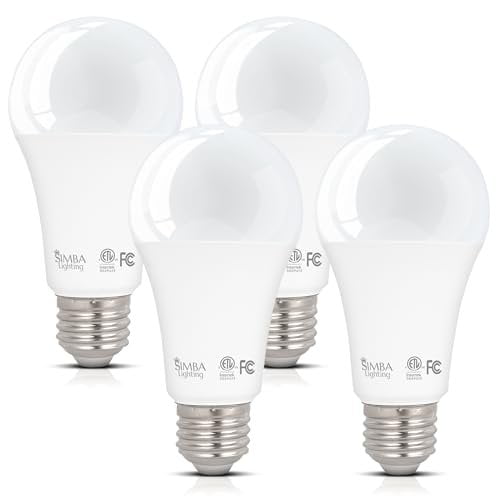 Simba Lighting LED A19 ETL Listed 14W 100W-125W Equivalent Bulbs 120V E26 Base 2700K Warm White 4-Pack