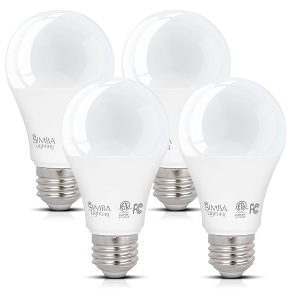 Simba Lighting LED A19 ETL Listed 6W 40W Equivalent Bulbs 120V E26 Base 2700K Warm White 4-Pack