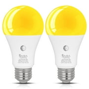 Simba Lighting LED Bug Non-Attracting A19 6W 40W Equivalent Bulbs 120V Dusk-to-Dawn Sensor E26 Base Amber Warm Light 2-Pack