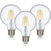 Simba Lighting LED Edison G25 Globe 4W 40W Equivalent Light Bulbs 120V E26 Base Dimmable 2700K, 3 Pack