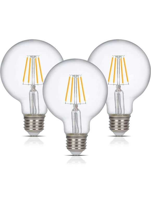 Simba Lighting LED Edison G25 Globe 4W 40W Equivalent Light Bulbs 120V E26 Base Dimmable 2700K, 3 Pack