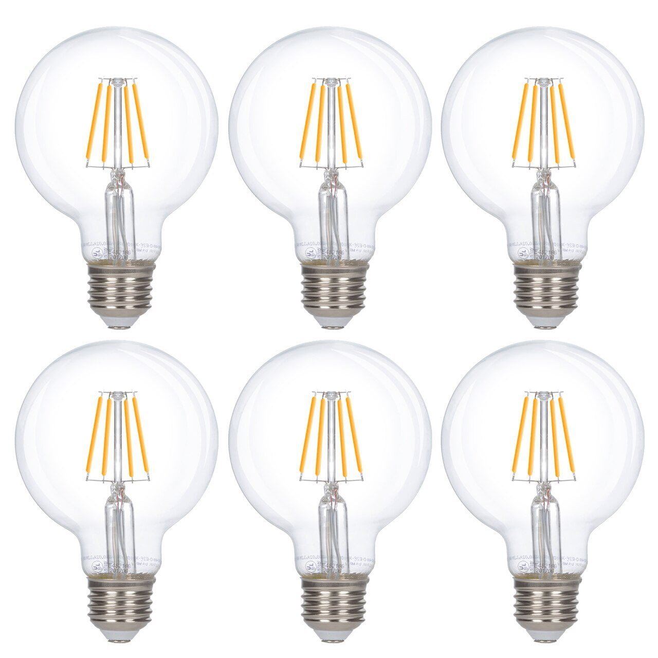 Simba Lighting LED Edison G25 Globe 4W 40W Equivalent Light Bulbs 120V E26 Base Dimmable 2700K, 6 Pack