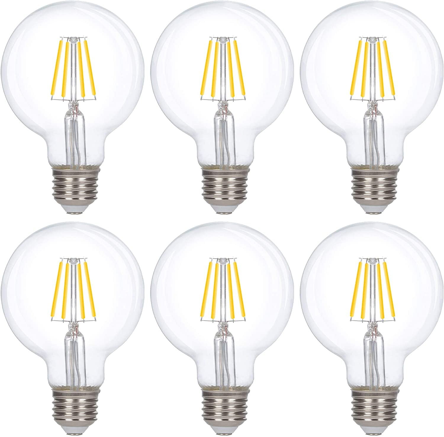 Simba Lighting LED Edison G25 Globe 6W 60W Equivalent Light Bulbs 120V E26 Base Dimmable 4000K, 6 Pack