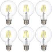 Simba Lighting LED Edison G25 Globe 6W 60W Equivalent Light Bulbs 120V E26 Base Dimmable 4000K, 6 Pack