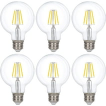Simba Lighting LED Edison G25 Globe 6W 60W Equivalent Light Bulbs 120V E26 Base Dimmable 4000K, 6 Pack