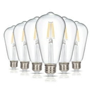 Simba Lighting LED Edison ST21 4W 40W Equivalent Light Bulbs 120V Dimmable E26 Base 2700K Warm White 6-Pack