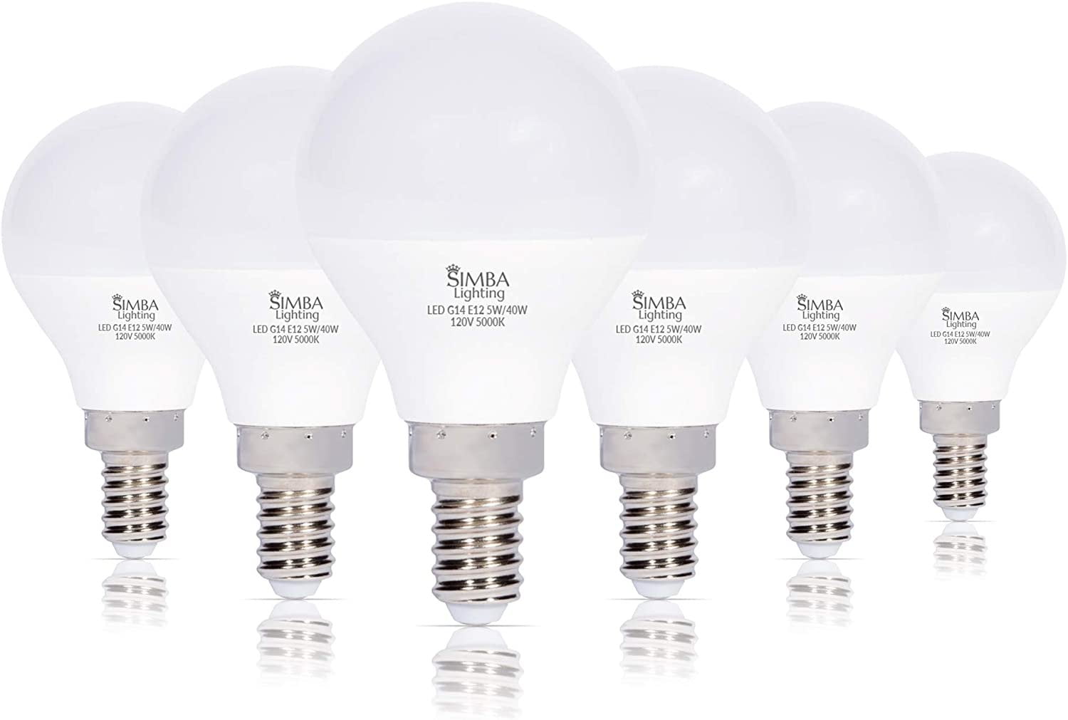 Frosted White LED Globe Bulbs, 5W, 6-Pack