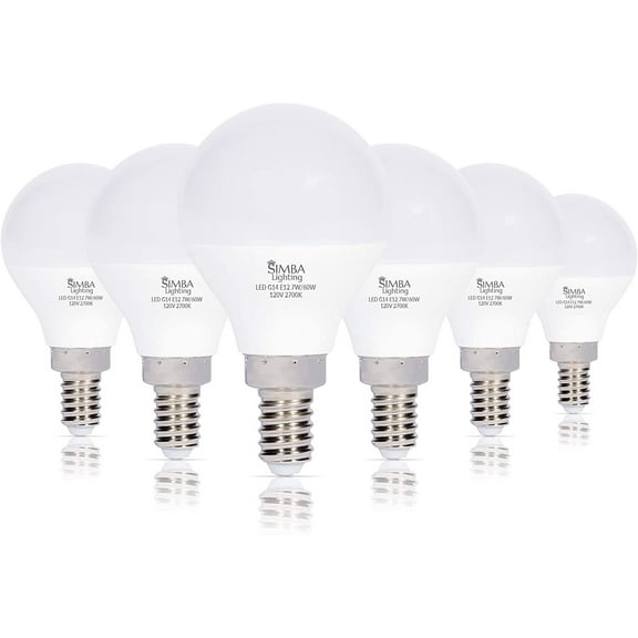 Simba Lighting LED G14 G45 7W 60W Replacement Bulbs 120V E12 Candelabra Base 2700K Warm White 6-Pack