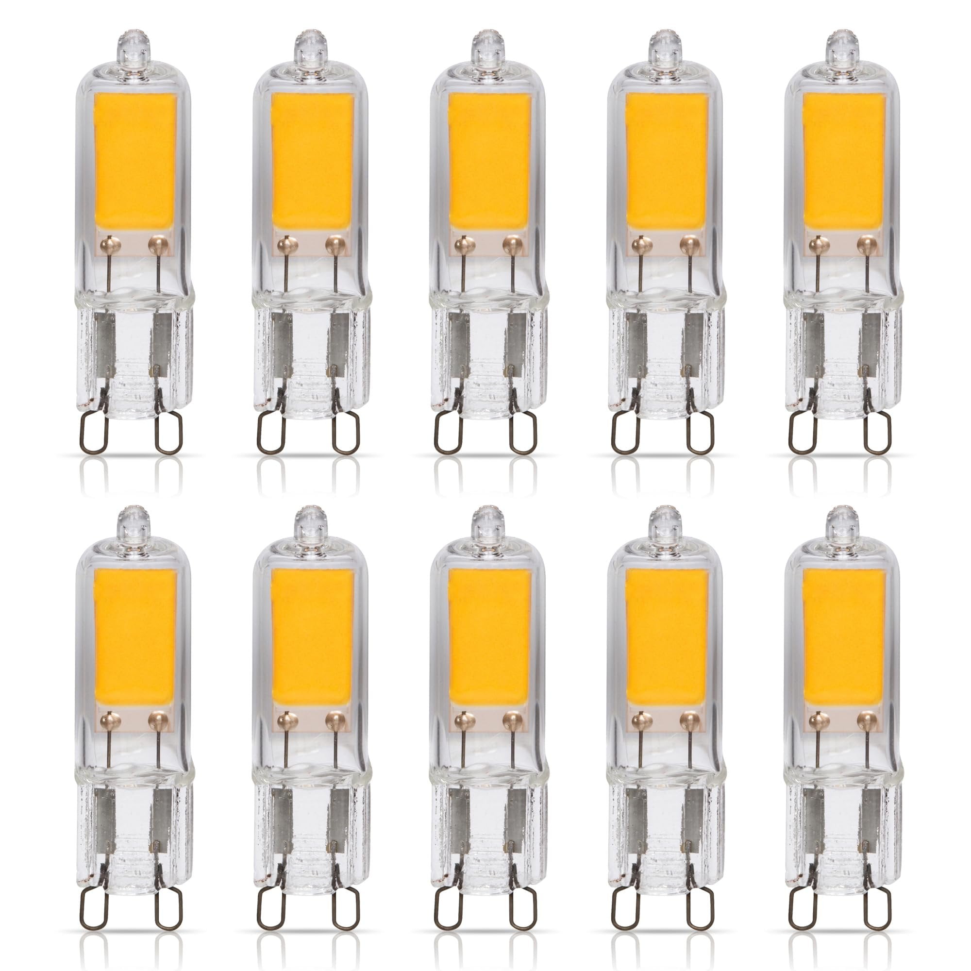 Simba Lighting LED G9 T4 JCD 2W 25W Replacement Bulbs 120V Bi-Pin Base 2700K Warm White 10-Pack