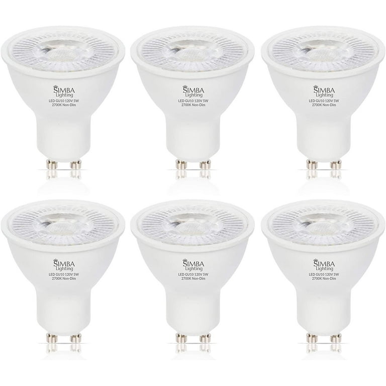 Simba Lighting LED GU10 5W Non-Dimmable 50W Halogen Replacement Bulb Twist Base 120V 2700K, 6-Pack | Cheetah Trading Post