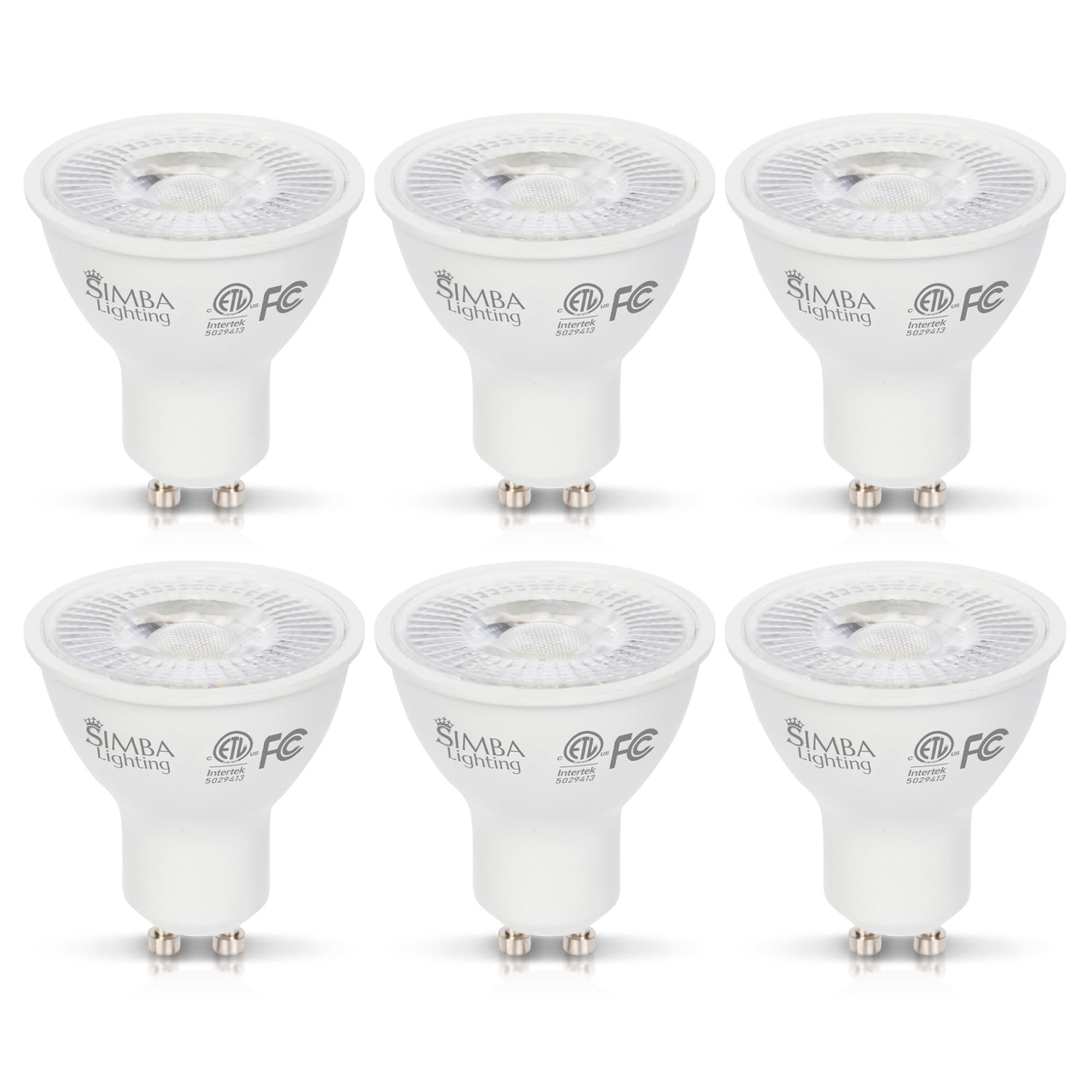 Simba Lighting LED GU10 ETL Listed 7W 70W Replacement Spot Light Bulb 120V Twist Base Dimmable 5000K 6-Pack