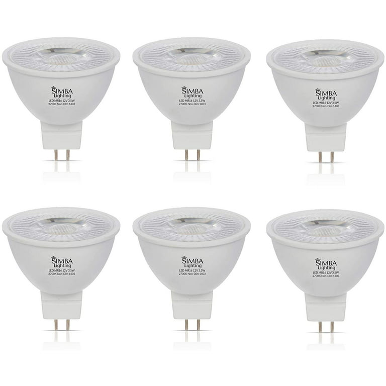 Simba Lighting LED MR16 3.5W 20W Halogen Replacement Bulbs 12V GU5.3 BiPin  2700K Soft White 6-Pack 