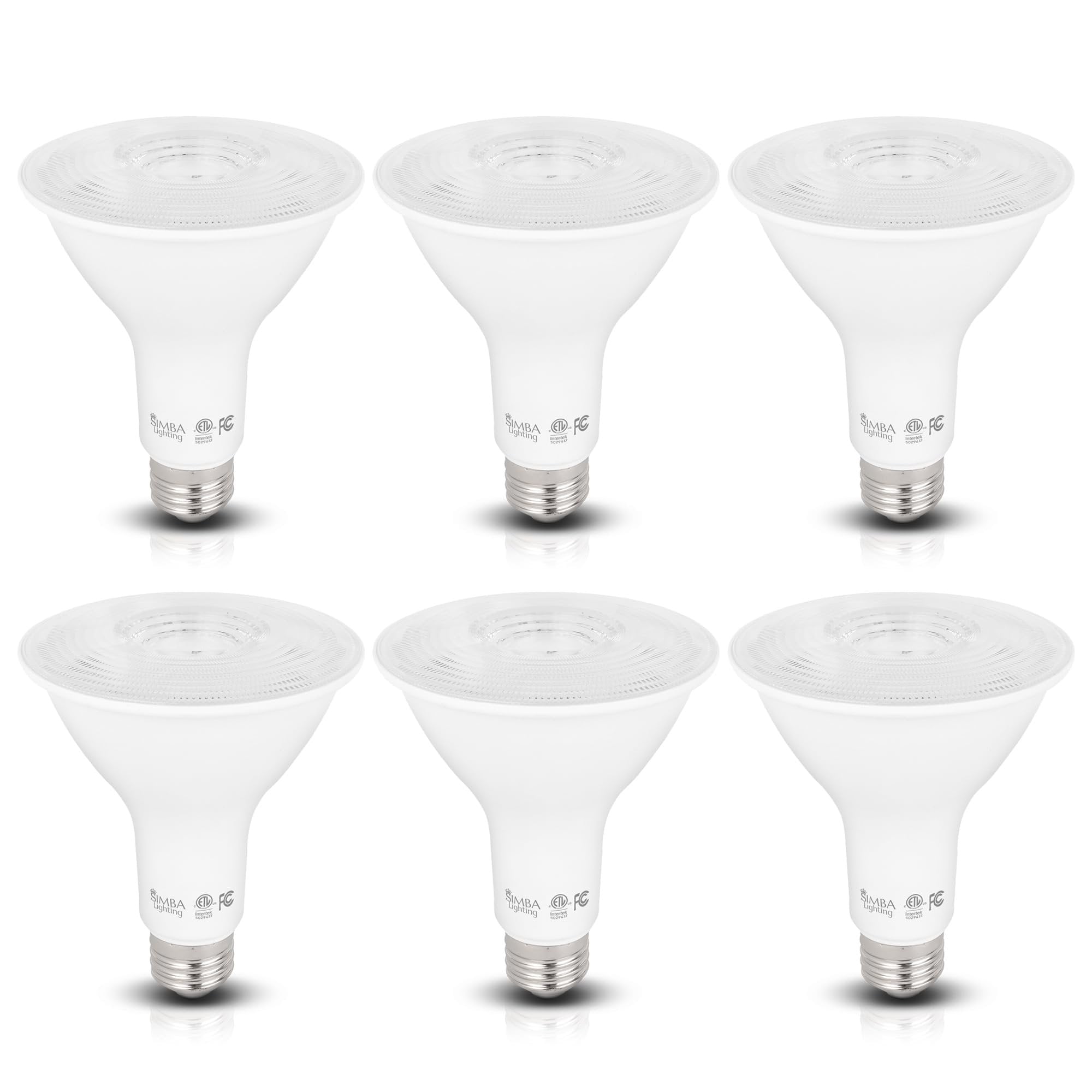 Simba Lighting PAR30 LED Bulbs 6-Pack - 12W Dimmable Spotlights 3000K Soft White