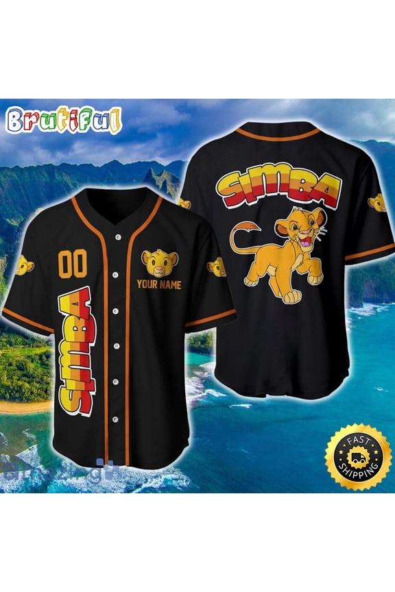 Simba Lion King Black Yellow Red Ombre Cartoon Baseball Jersey - Hot Sale 2026