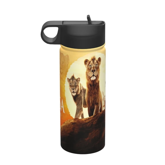 Simba Lion King Kids Insulated Water Bottle With Straw - 18 Oz Stainless Steel Double Wall Vacuum Cup, Leakproof, Bpa Free, Suitable For Boys And Girls