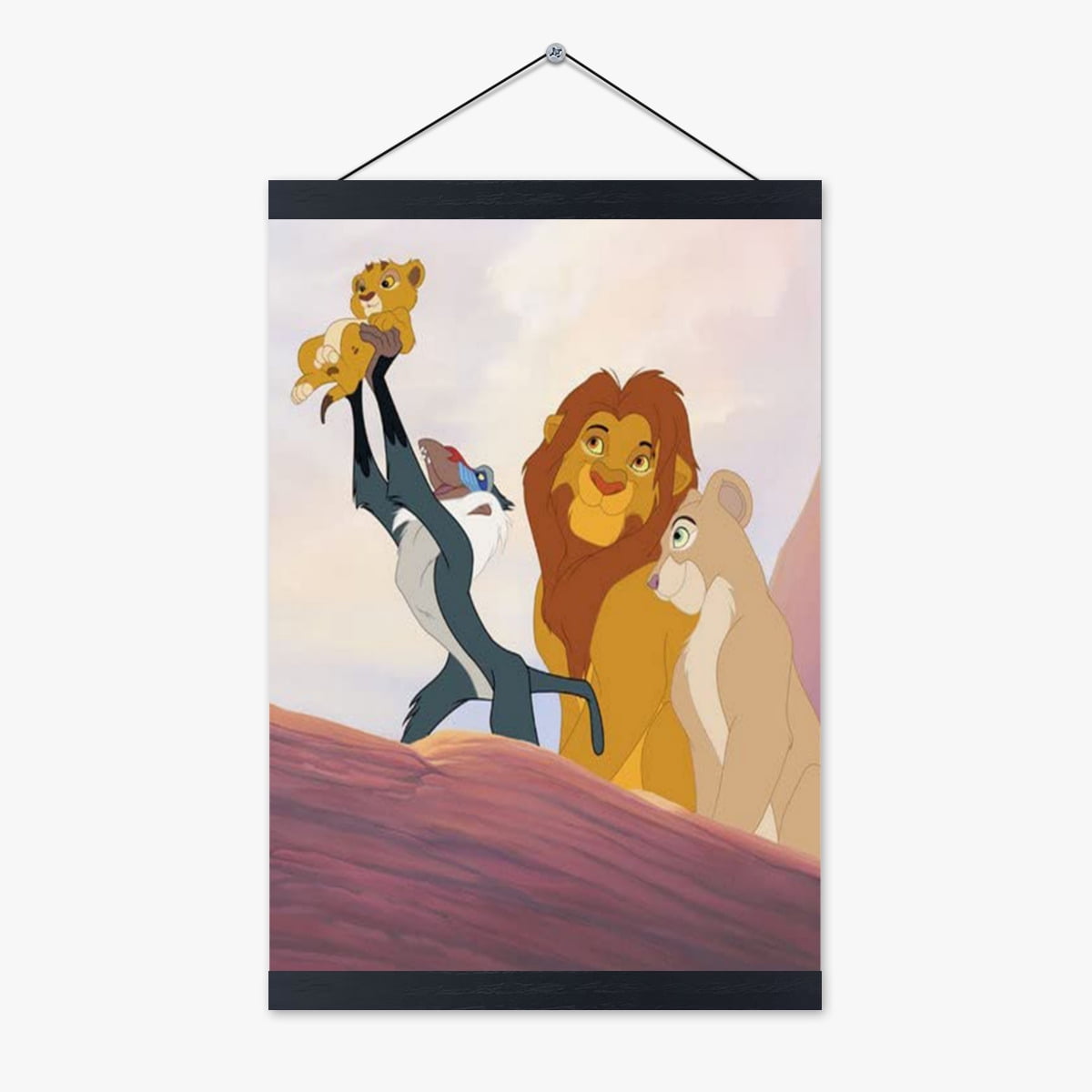 Simba Poster Wall Hanging Scroll Wooden Frame Poster Canvas Wall Art