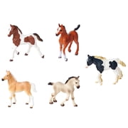 Simba Toys Foals Set   5 Detailed Horse Figurines, 3" Toy Animal Miniatures, Various Colors & Breeds, Collectible Figures, Nature World, Kids 3+