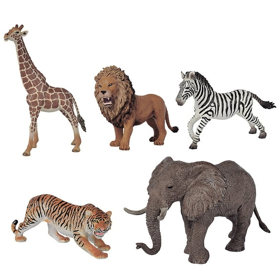 Simba Toys Safari Animals Set 5 Wild Animal Figures, Lion, Tiger