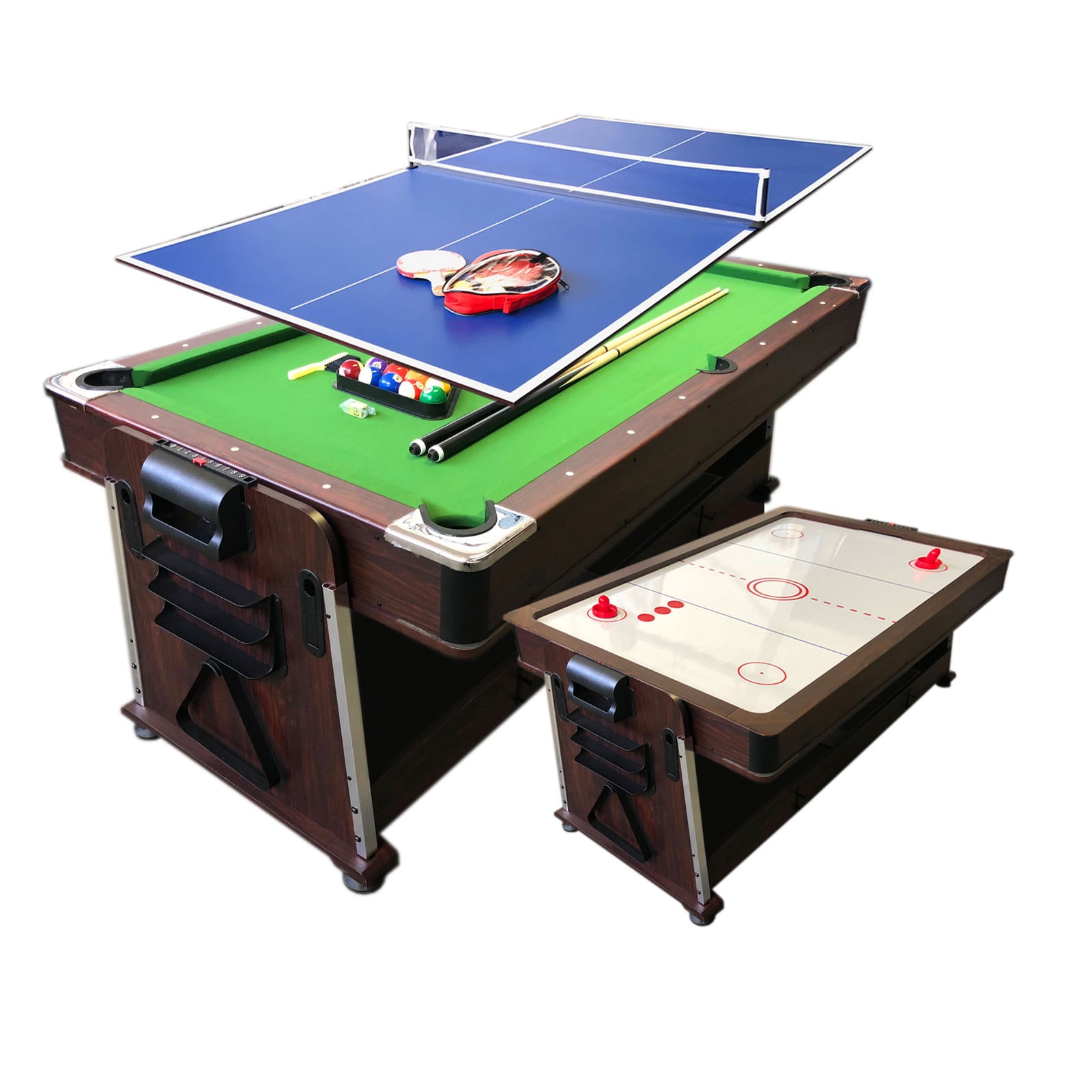 7ft Multi-Game Green Pool, Air Hockey, Ping Pong, Dining Table