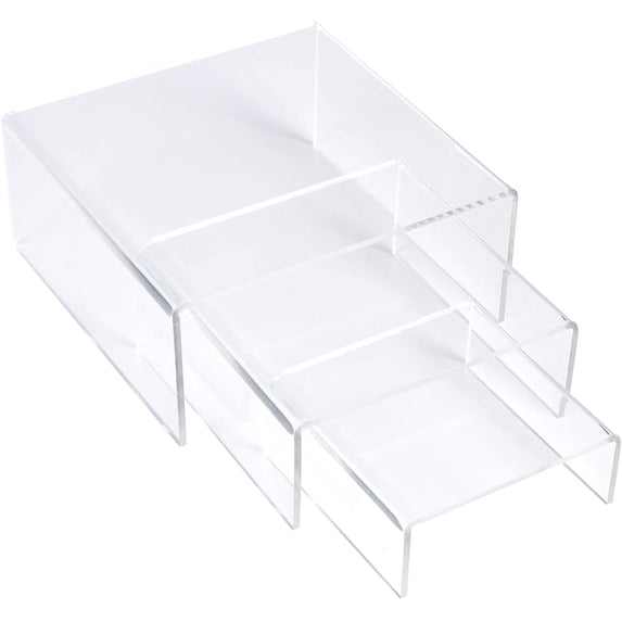 SimbaLux Acrylic Display Risers Clear Stand Medium Low Profile Tiered, Set of 3