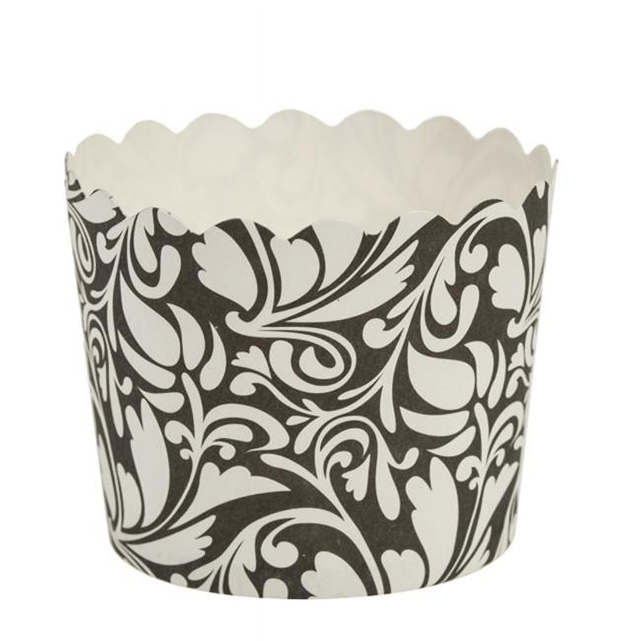 Simcha Collection 1252T 2420 Count Scalloped Baking Cups, Black Design