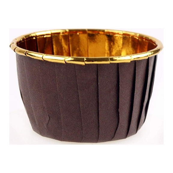 Simcha Collection Brown-and-Gold Pleated Baking Cup, Pack of 16