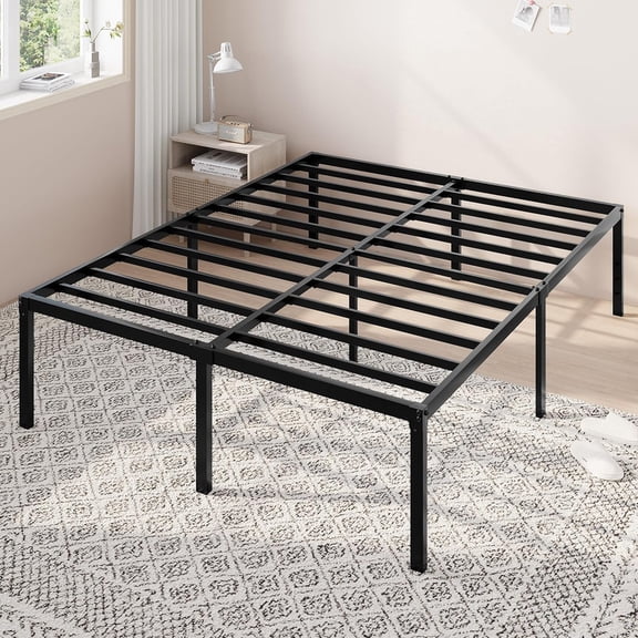 Simenmax 18'' Queen Size Metal Bed Frame, Heavy Duty Metal Platform with Ample Storage Space, Sturdy Construction, No Box Spring Needed