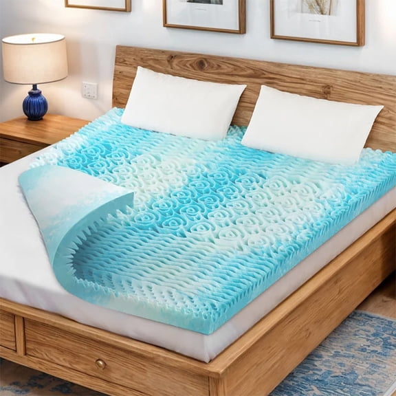 Simenmax Mattress Topper, 4" Gel Memory Foam with 5-Zone Support for Back Pain, CertiPUR-US Certified Bed Topper (Twin, Blue)