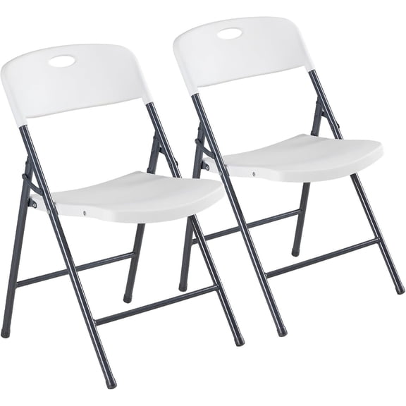 Simenmax 2 Pack Folding Chairs, Plastic Portable Dining Chiars for Home and Office, Wedding, Party, Camping,White