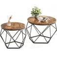thumbnail image 1 of Simenmax 2-Piece Round Nesting Coffee Table Set with Hidden Storage, Modern Geometric Side Tables and Movable End Tables for Living Room, Brown, 1 of 9