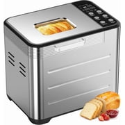 Simenmax 21-in-1 Automatic Bread Machine, 2LB Stainless Steel Bread Maker with 360  Even Baking, 650W Smart Touch Panel,Silver