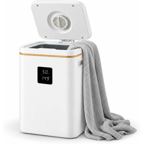 Simenmax 23L Towel Warmer Bucket, 450W Heated Towel & Blanket Warmer with LED Display, 8H Timer, Spa-Scented Warmth for Bathroom,Shallow Wood